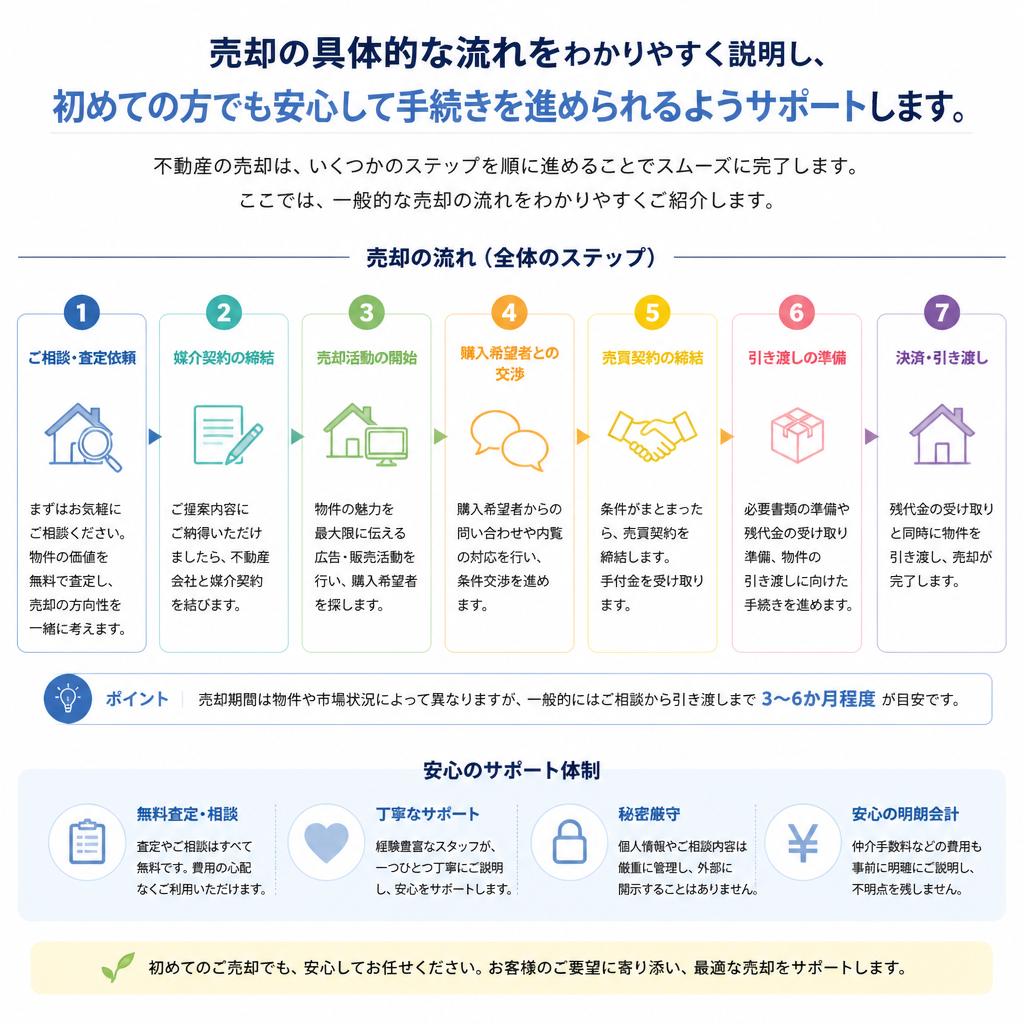 売却の流れと初めての方でも安心