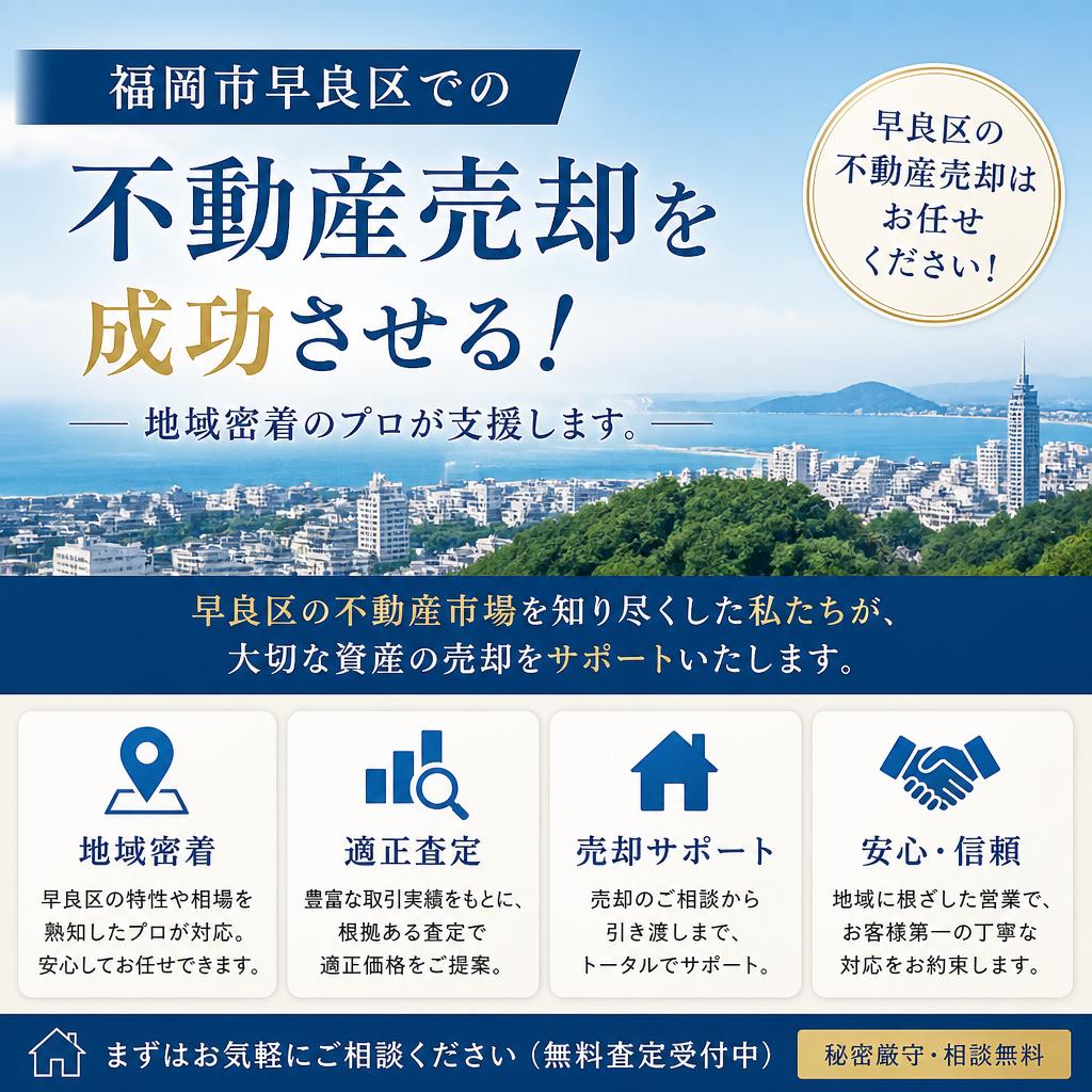 福岡市早良区での不動産売却を成功させる！地域密着のプロが支援します。