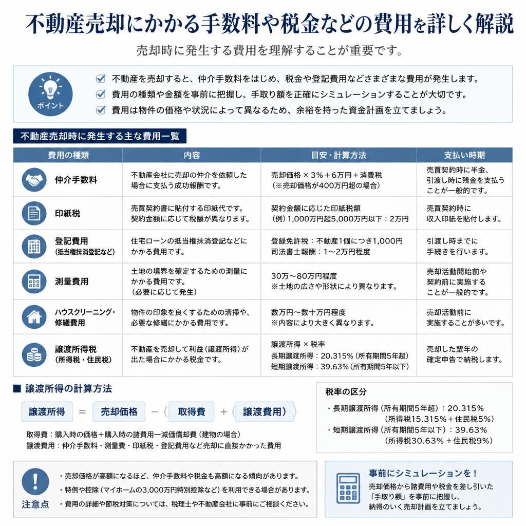 売却時の費用について